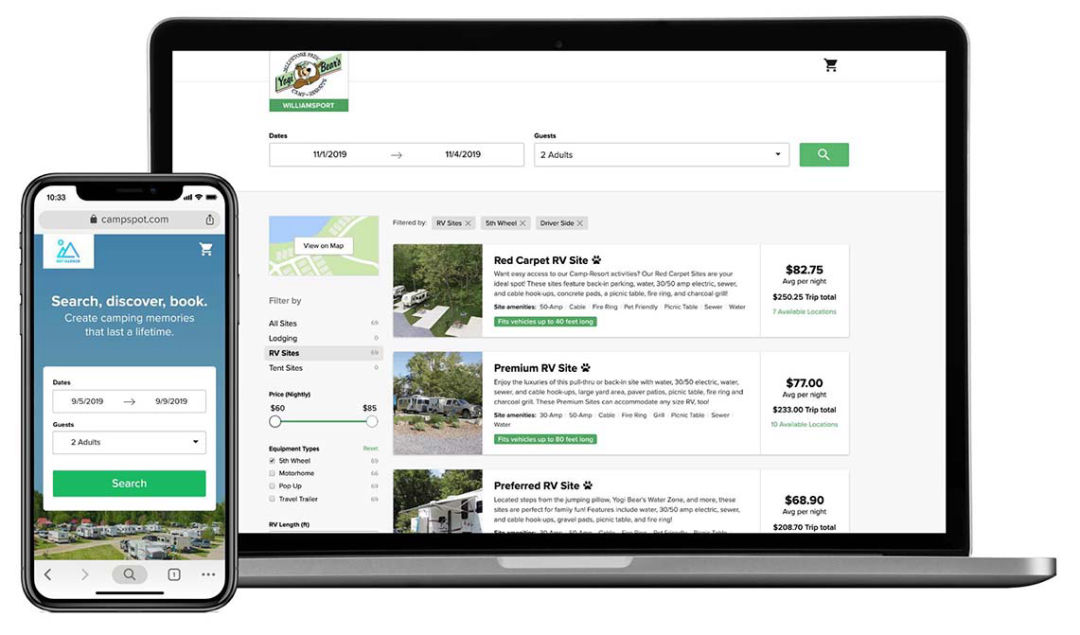 My Campground Website Reservation Page